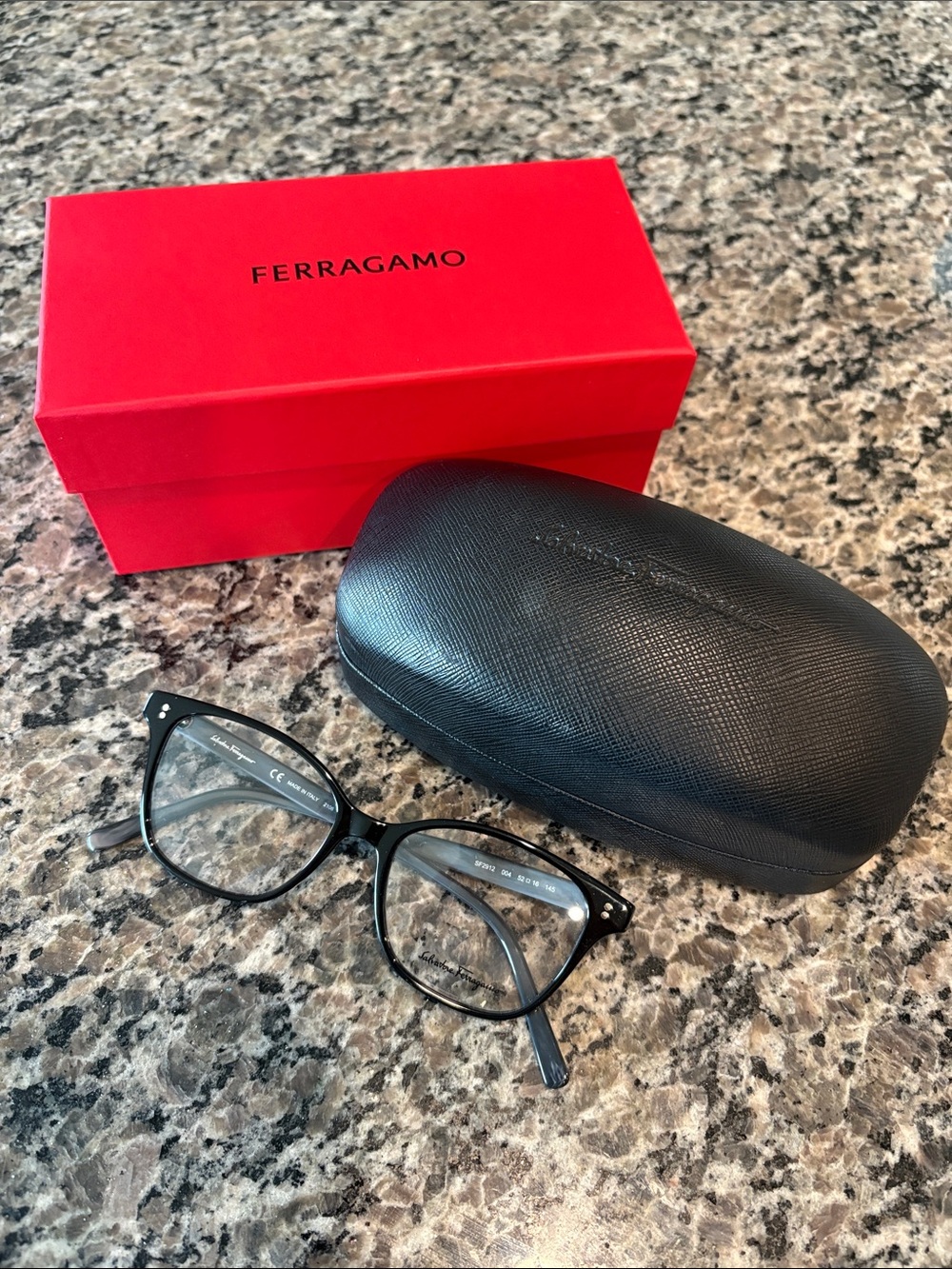 Salvatore Ferragamo Black Men's Eyeglasses with Red Box
